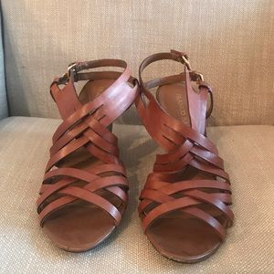 Franco Sarto Brown Leather Wedges Size 8.5
